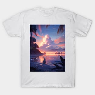 Sunset Beach Rabbit T-Shirt